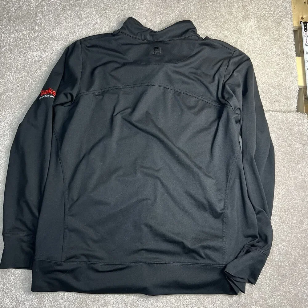 Footjoy Mens Pullover Jacket Black Golf Full Zip Long Sleeve Embroidered Sz 2 XL